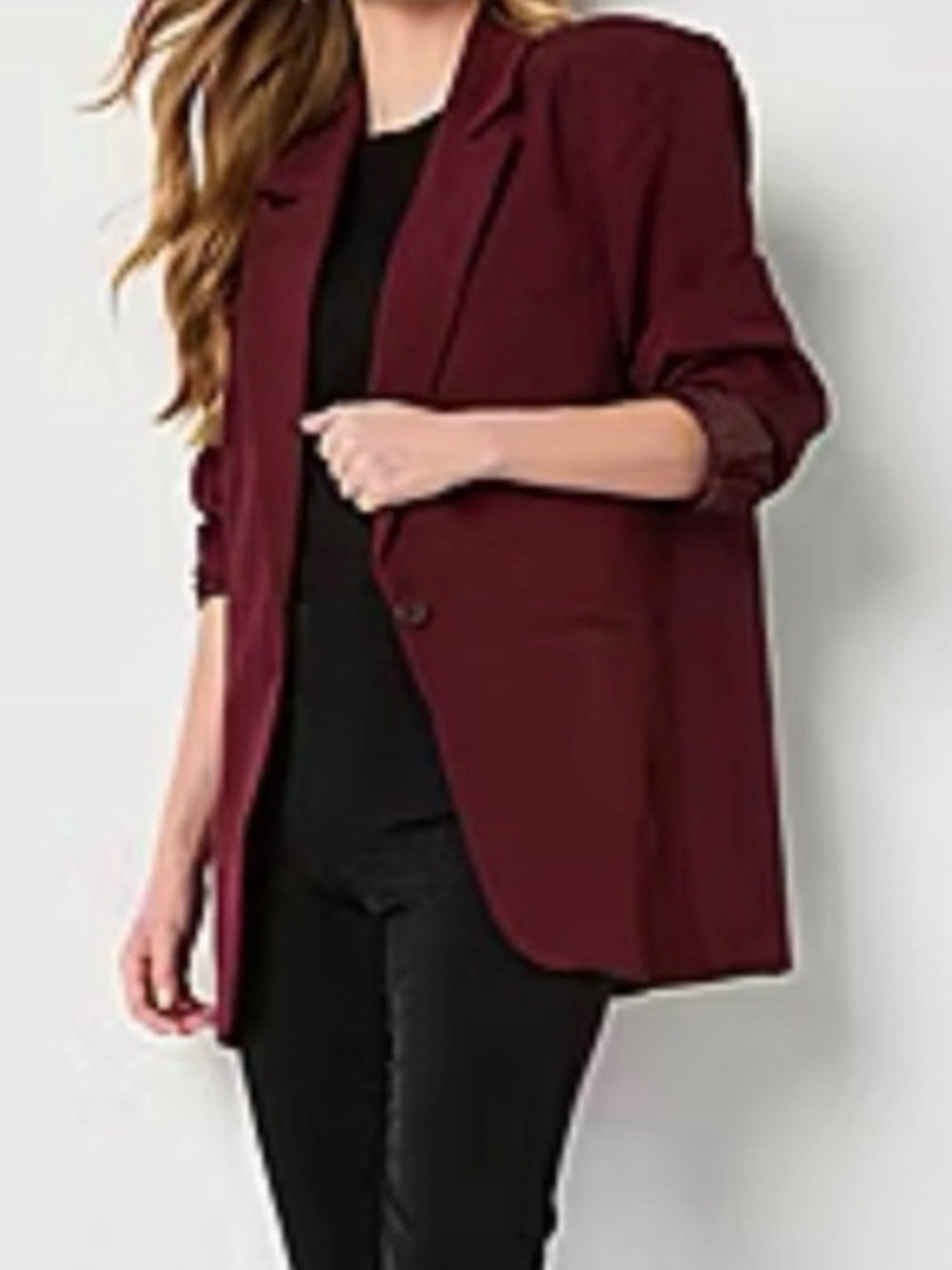 Worthington Burgundy Longline Blazer Jacket/ Size Small Loose